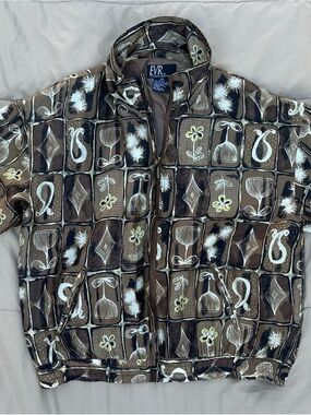 EVR Men's Brown Patterned Windbreaker Jacket